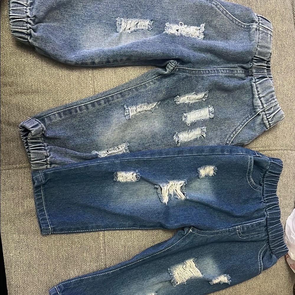 Trendy Ripped Denim Joggers for Kids